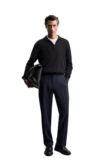 CALÇAS DE TRAJE 100% LÃ - Azul-marinho da Zara