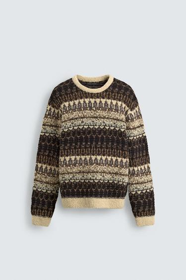 BOUCLÉ TEXTURE JACQUARD JUMPER - Vanilla by Zara