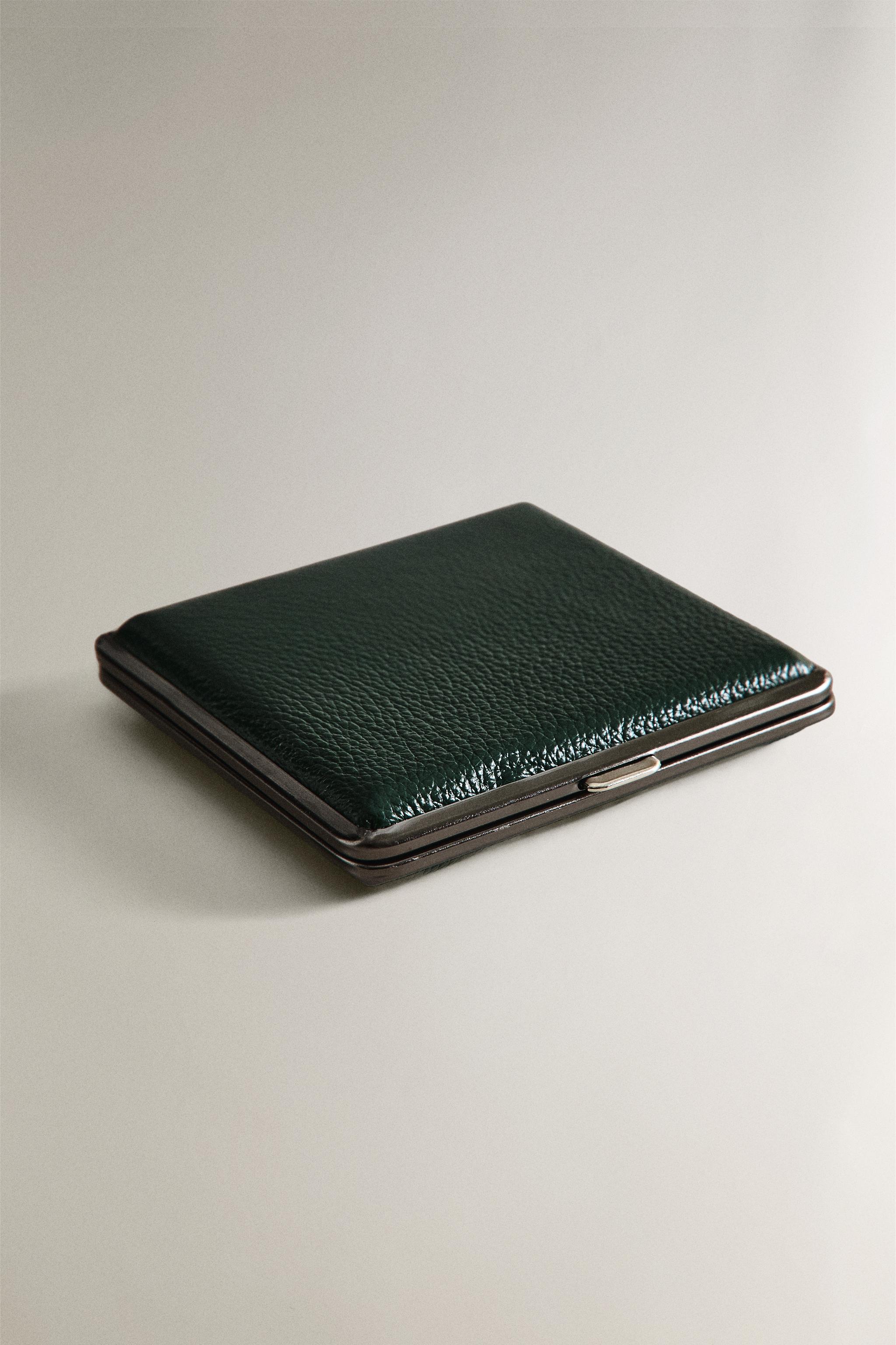 GREEN LEATHER CIGARETTE CASE