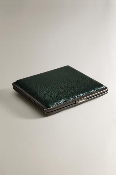 GREEN LEATHER CIGARETTE CASE - Green by Zara - Image 1