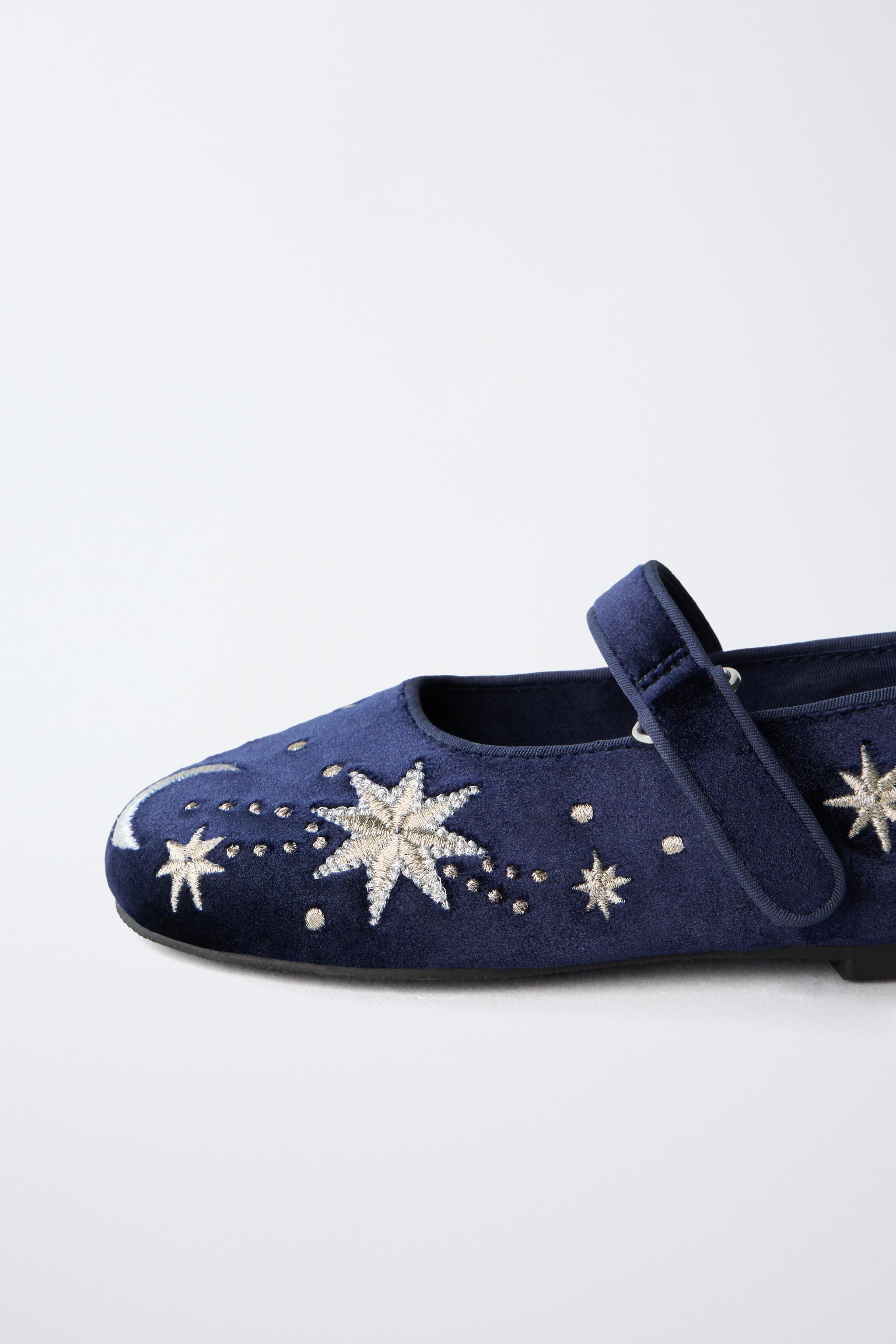 EMBROIDERED VELVET BALLET FLATS