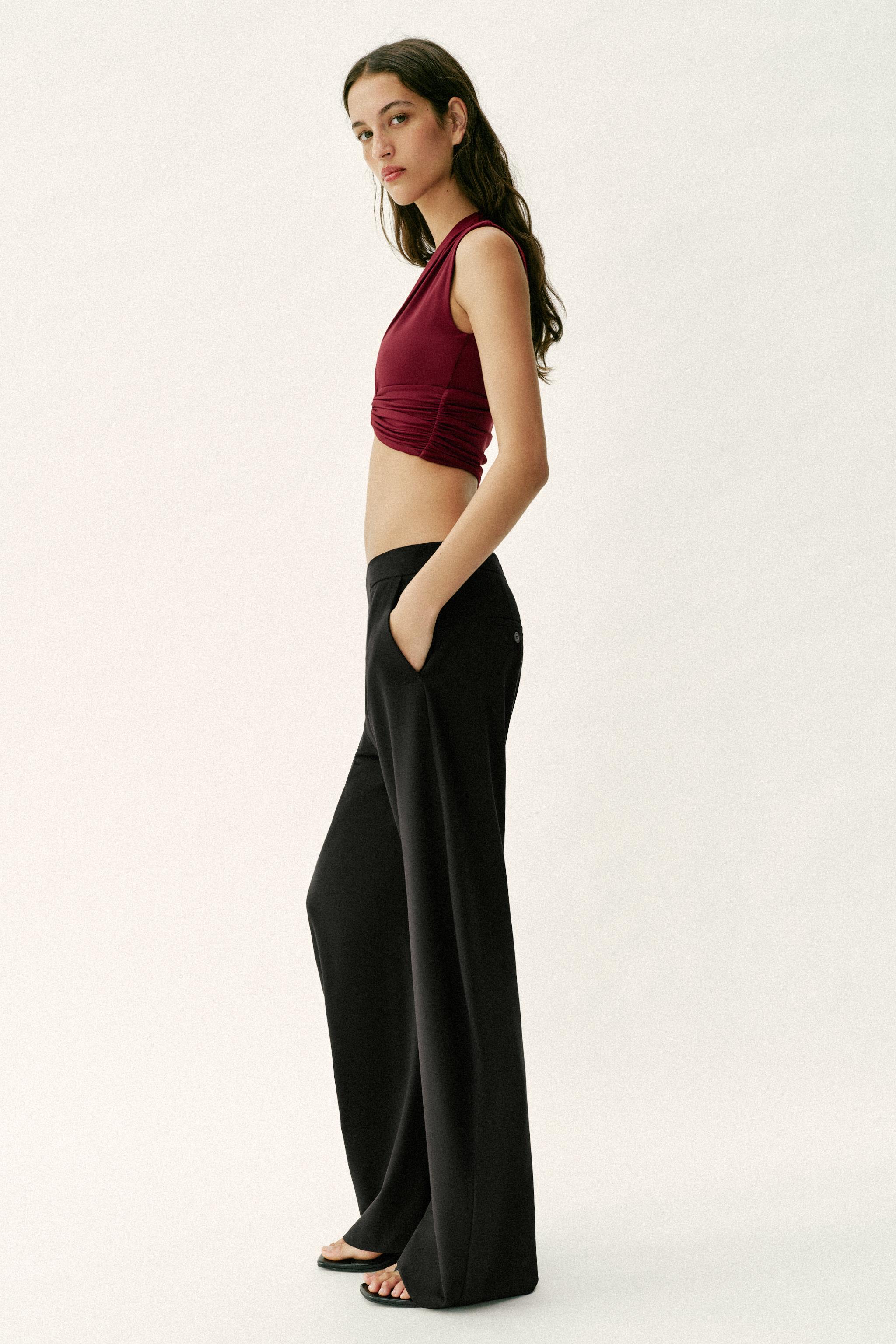 DRAPED POLYAMIDE TOP WITH HARDWARE