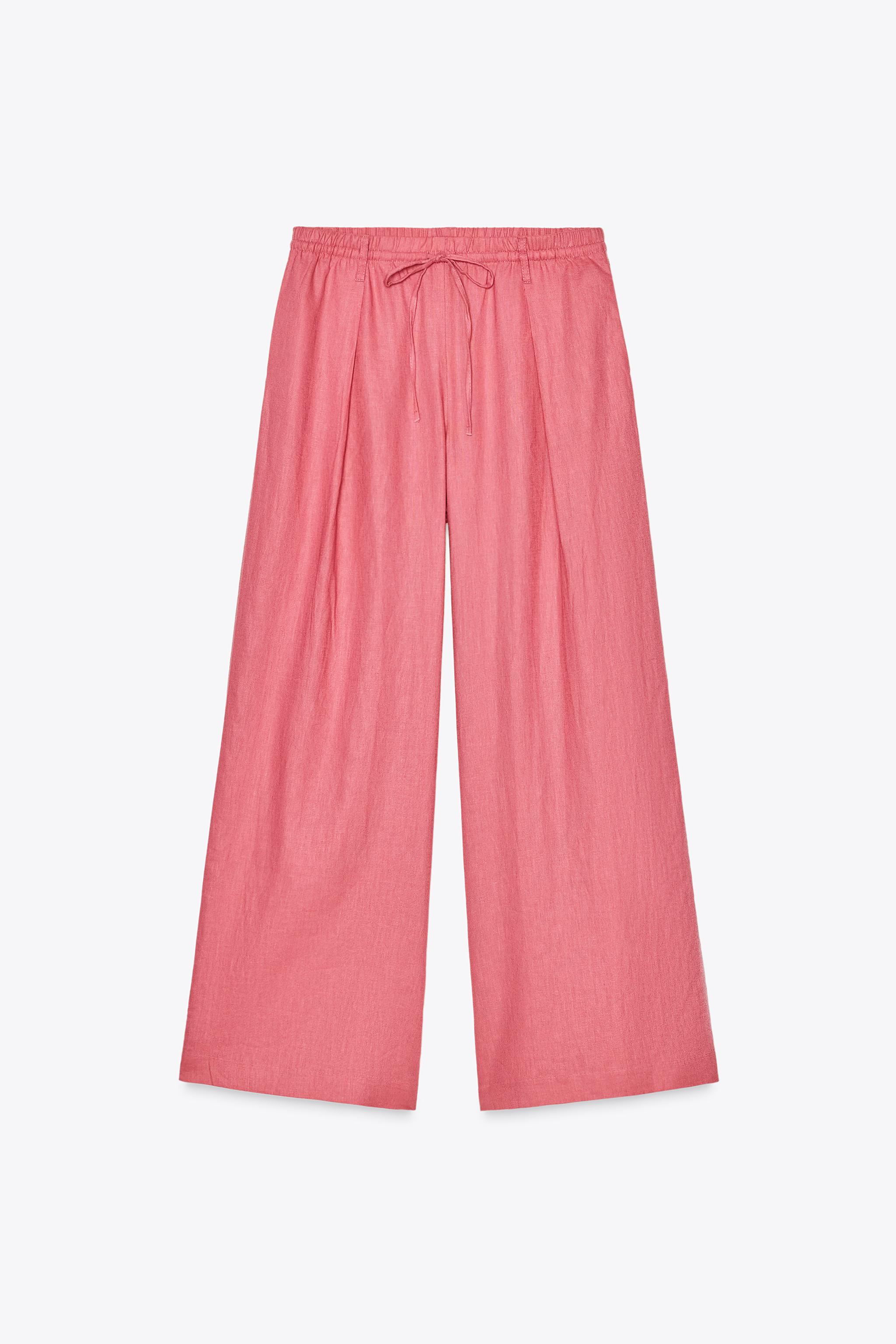 LINEN PALAZZO PANTS - Bubble gum | ZARA United States