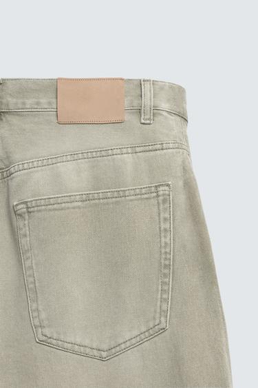 CONTRAST STRAIGHT-LEG JEANS - Grey / Beige by Zara - Image 9