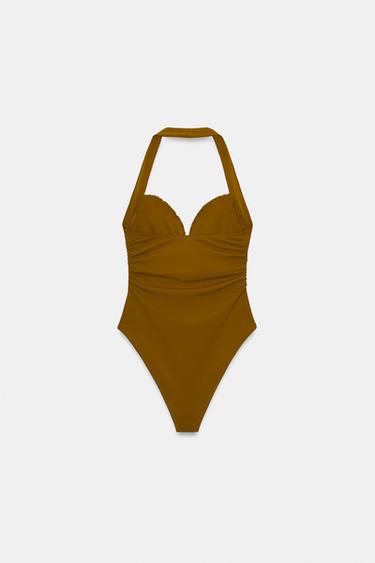 BODY DRAPÉ HALTER - Vert huile de Zara - Image 3