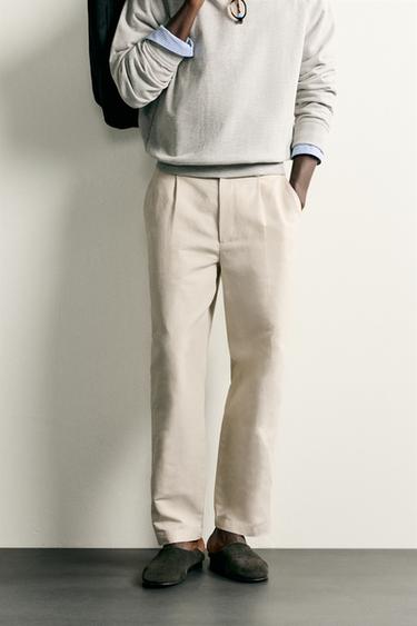 COTTON/LINEN RELAXED FIT TROUSERS - Ecru by Zara