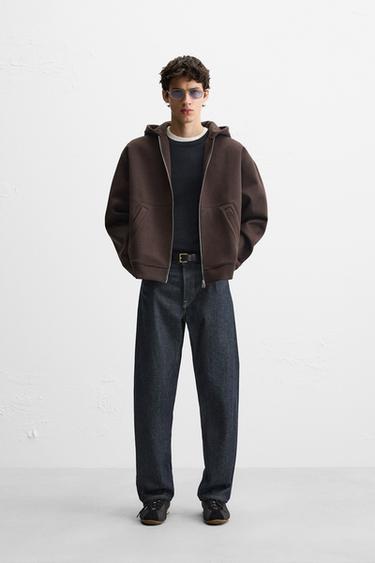 Zara HOODED SWEATSHIRT WITH ZIP - Tobacco - Image 0