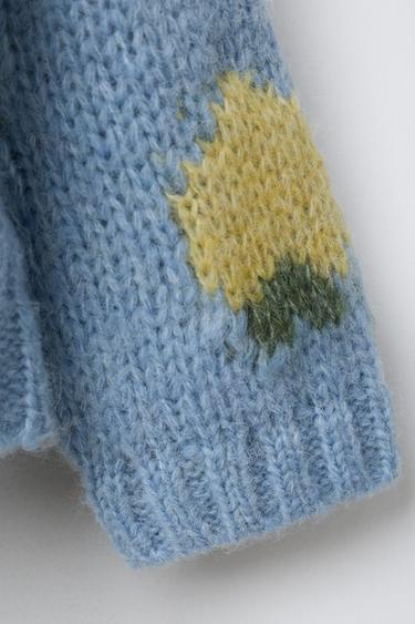 FRUIT PRINT WOOL KNIT SWEATER - Light blue by Zara - Image 3