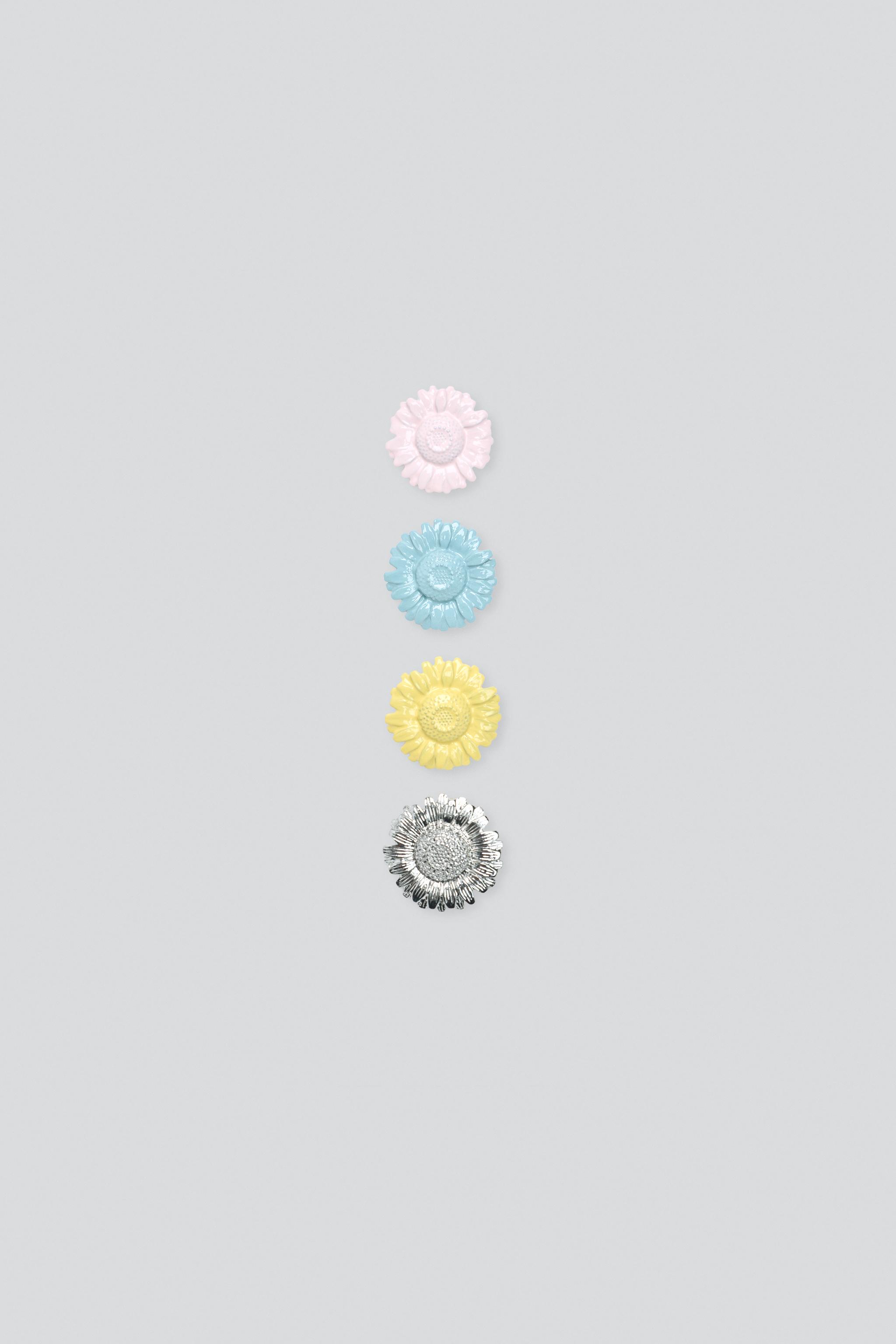 4-PACK OF MIXED FLOWER BROOCHES