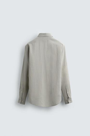 CHECKED LINEN/COTTON SHIRT - Greyish by Zara - Image 7