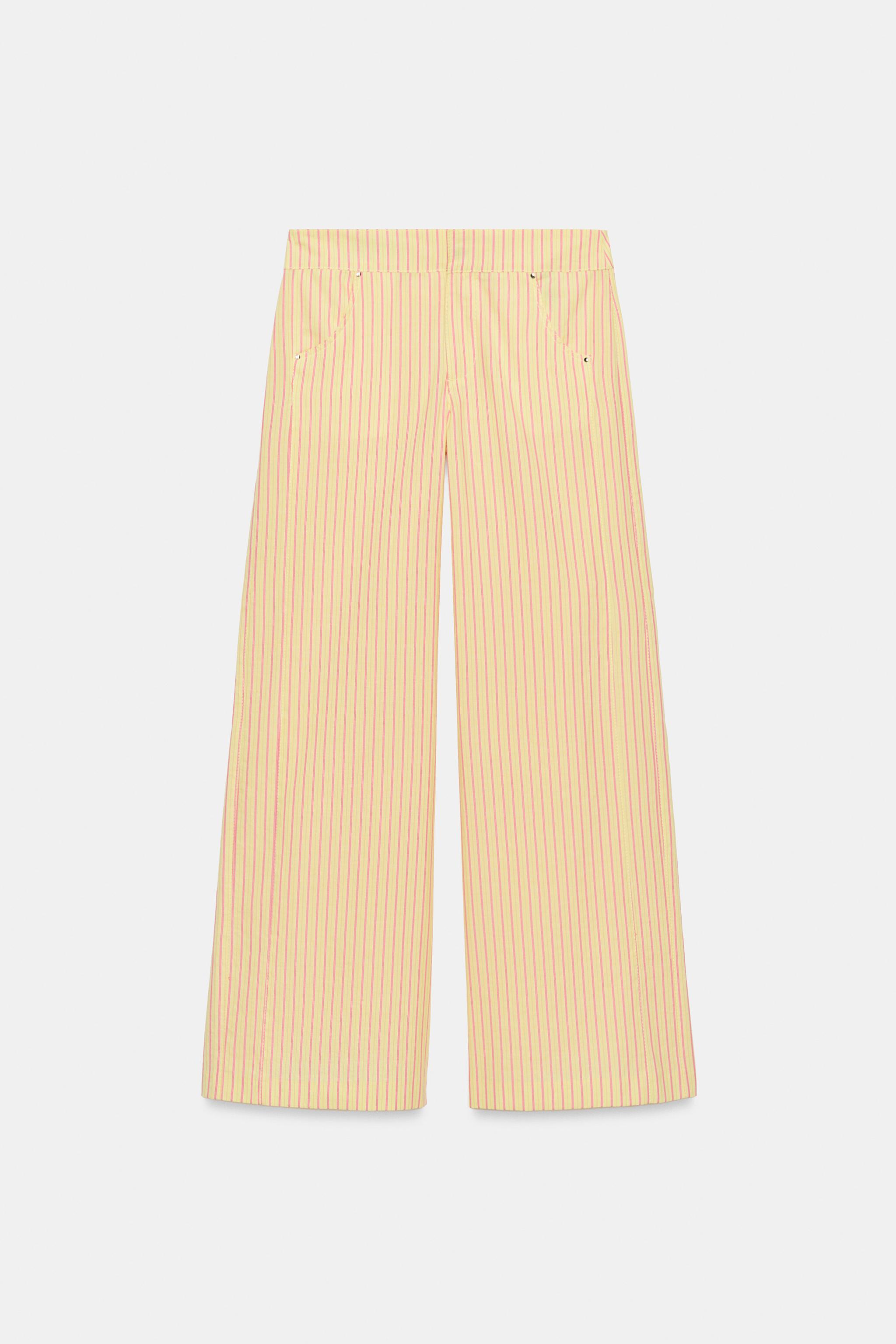 ストライプストレートパンツ - イエロー | ZARA Japan / 日本