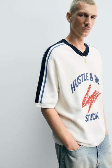 RETRO STRIPED KNIT T-SHIRT - Oyster-white by Zara - Image 5