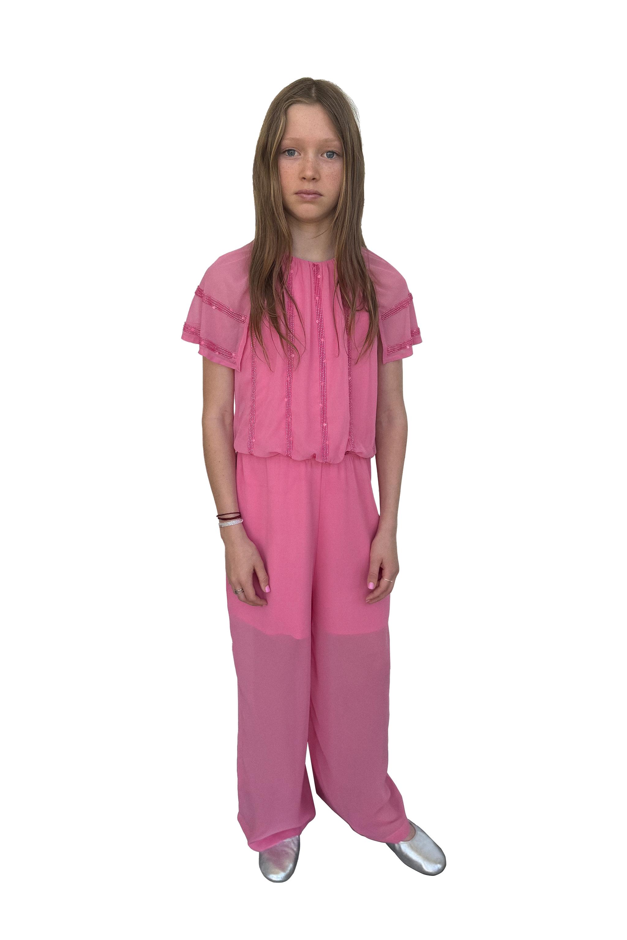 LONG RHINESTONE JUMPSUIT — Pink