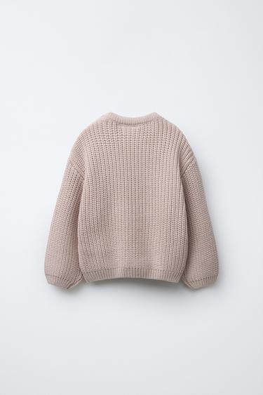 KNIT SWEATER WITH FLORAL EMBROIDERY - Light beige by Zara - Image 1