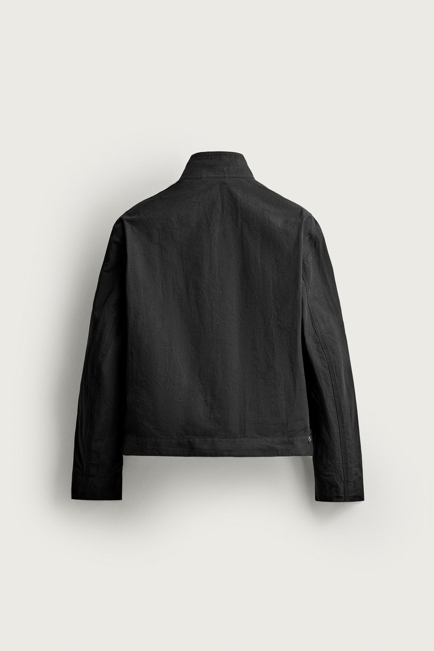 Мужская куртка Zara Cropped Fit Button-Front, цвет: Чёрный — фото 8