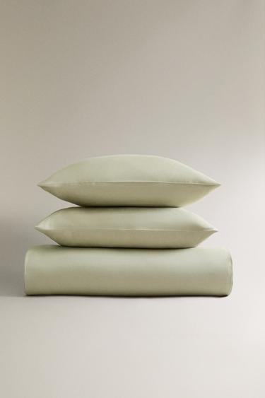 SATEEN DUVET COVER (300 THREAD COUNT) - Green by Zara
