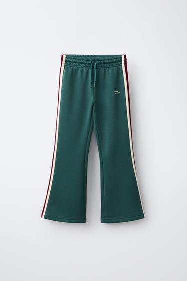 CALÇAS BOCA DE SINO SPORTY COLOR BLOCK - Verde / Azul da Zara - Imagem 0