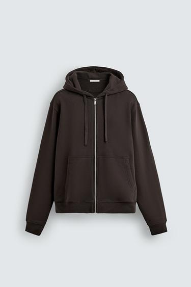 ZIP-UP HOODIE - Dark brown by Zara