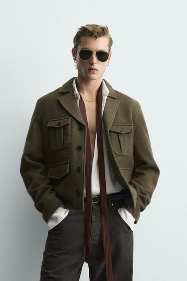 100% WOOL POCKET JACKET LIMITED EDITION - Khaki by Zara