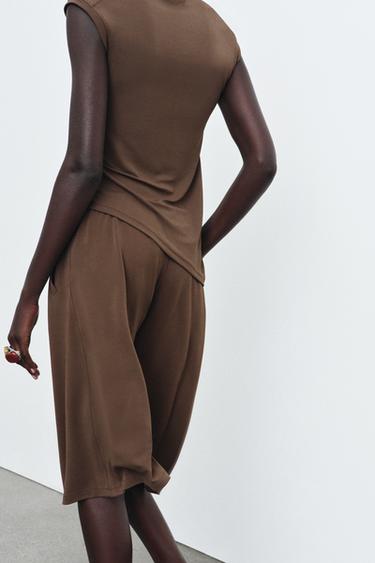 LONG FLOWING BERMUDA SHORTS - Brown by Zara - Image 2