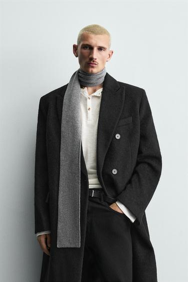 MANTEAU CROISÉ AVEC LAINE - Noir de Zara - Image 1