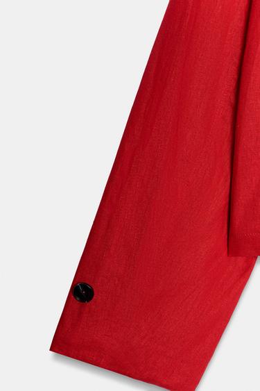 HIGH NECK LINEN BLEND JACKET - Red by Zara - Image 9