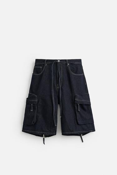BERMUDA DENIM CARGO COUPE LARGE - Bleu de Zara - Image 6