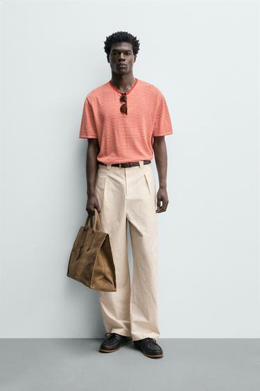 PANTALÓN  STRAIGHT FIT ALGODÓN - LYOCELL - Arena de Zara - Imagen 0