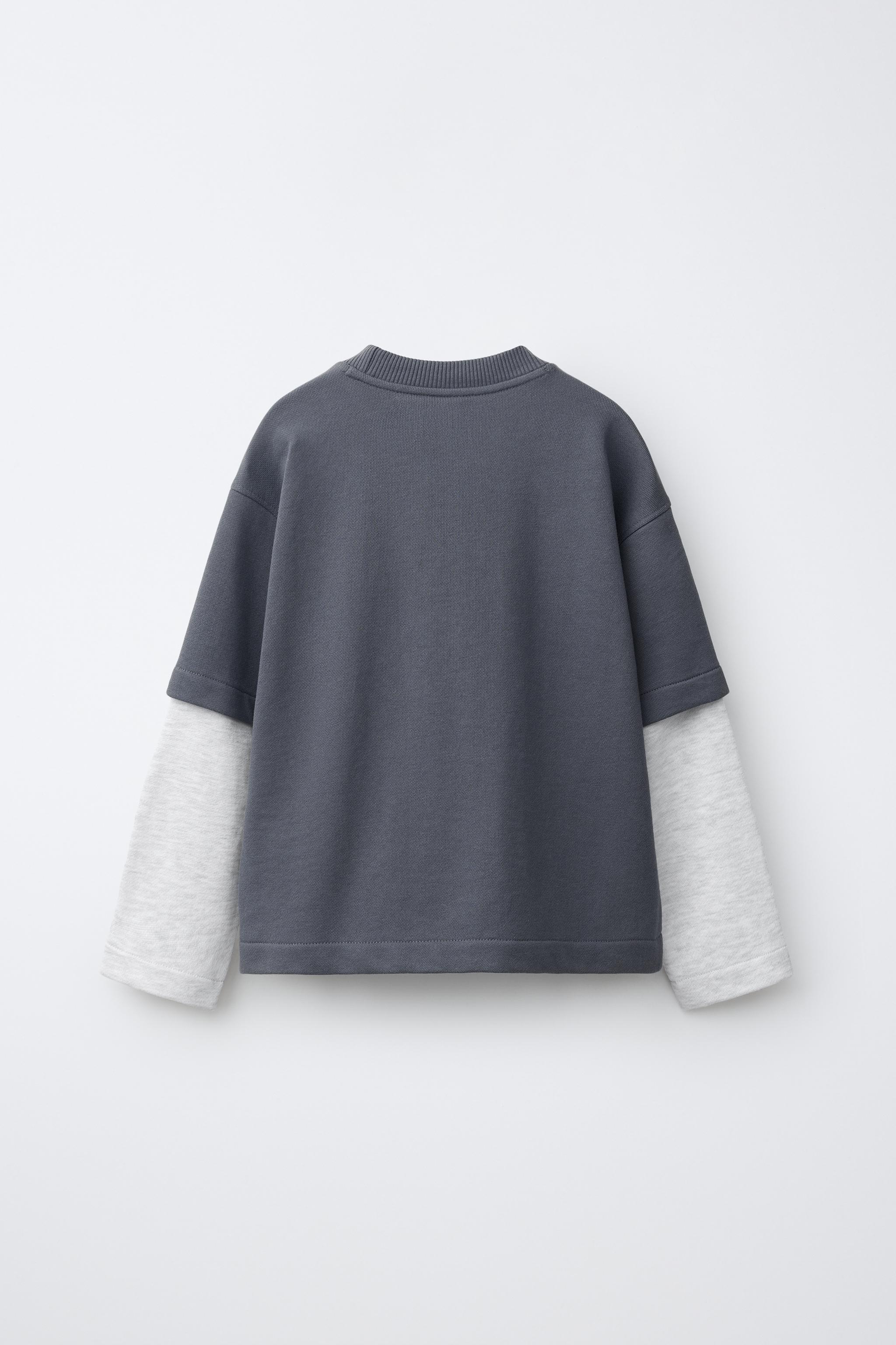 Детские худи Zara DOUBLE SLEEVE TEXT SWEATSHIRT — фото 3