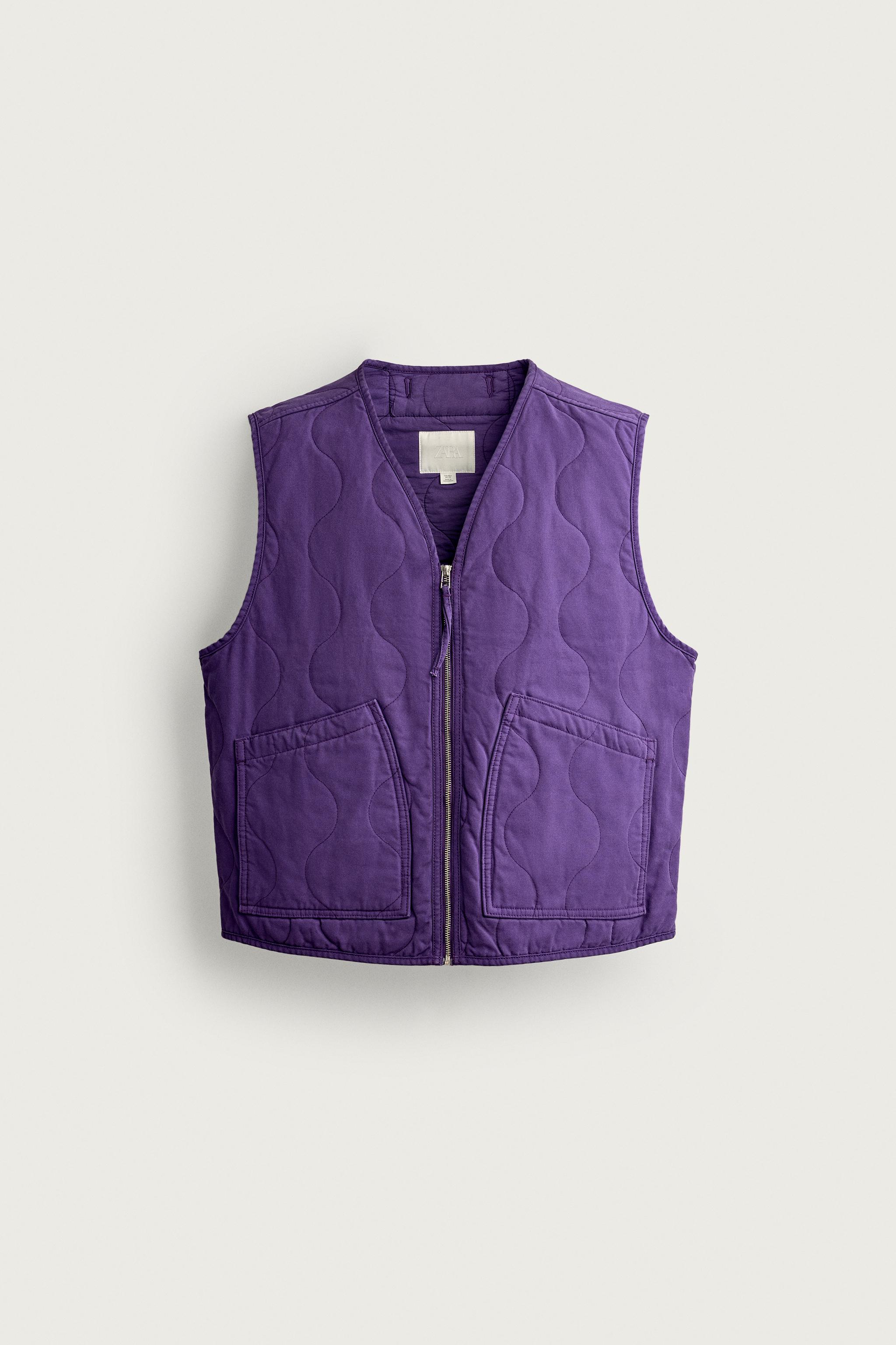 WASHED TOPSTITCHED VEST — Purple