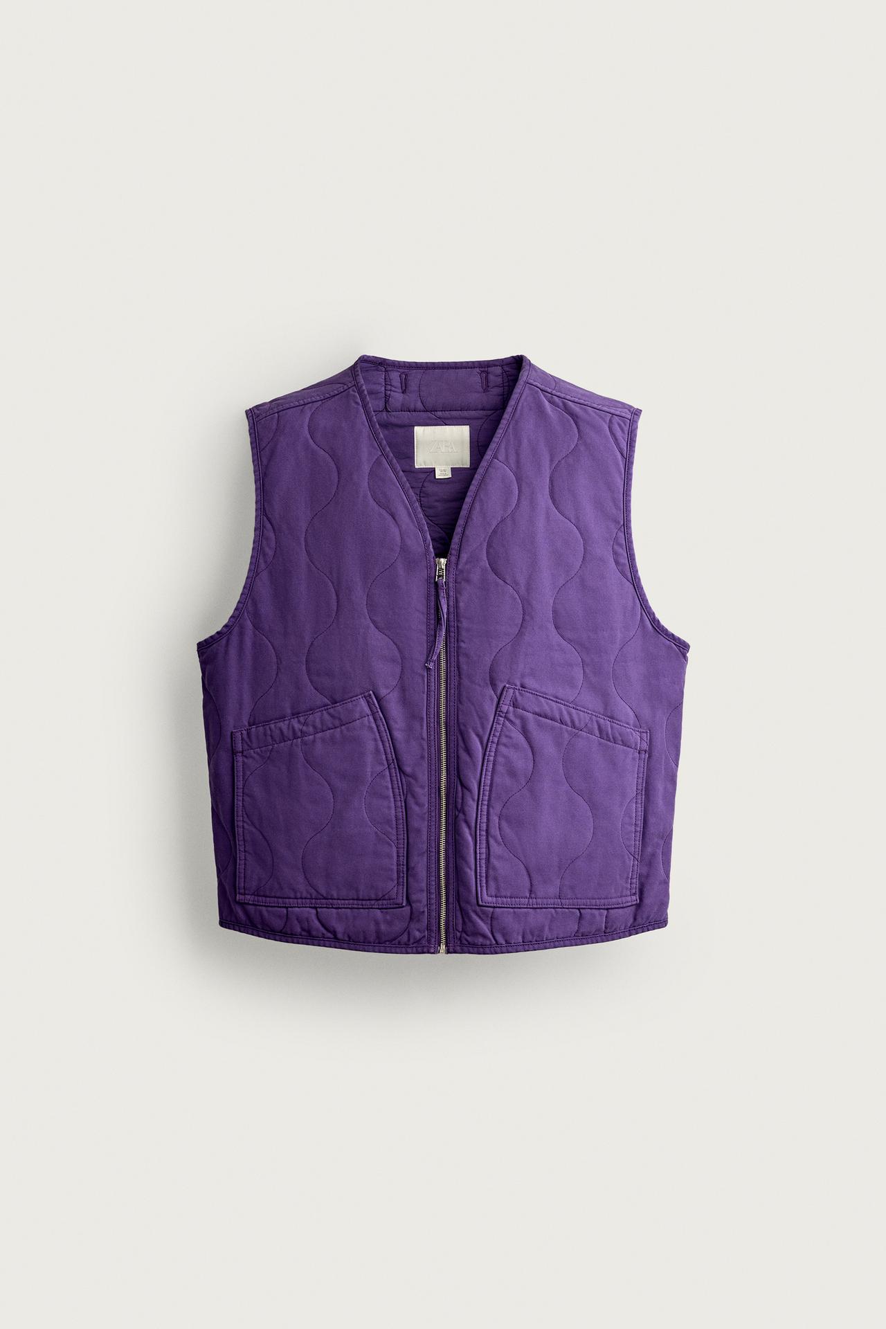 WASHED TOPSTITCHED VEST — Purple