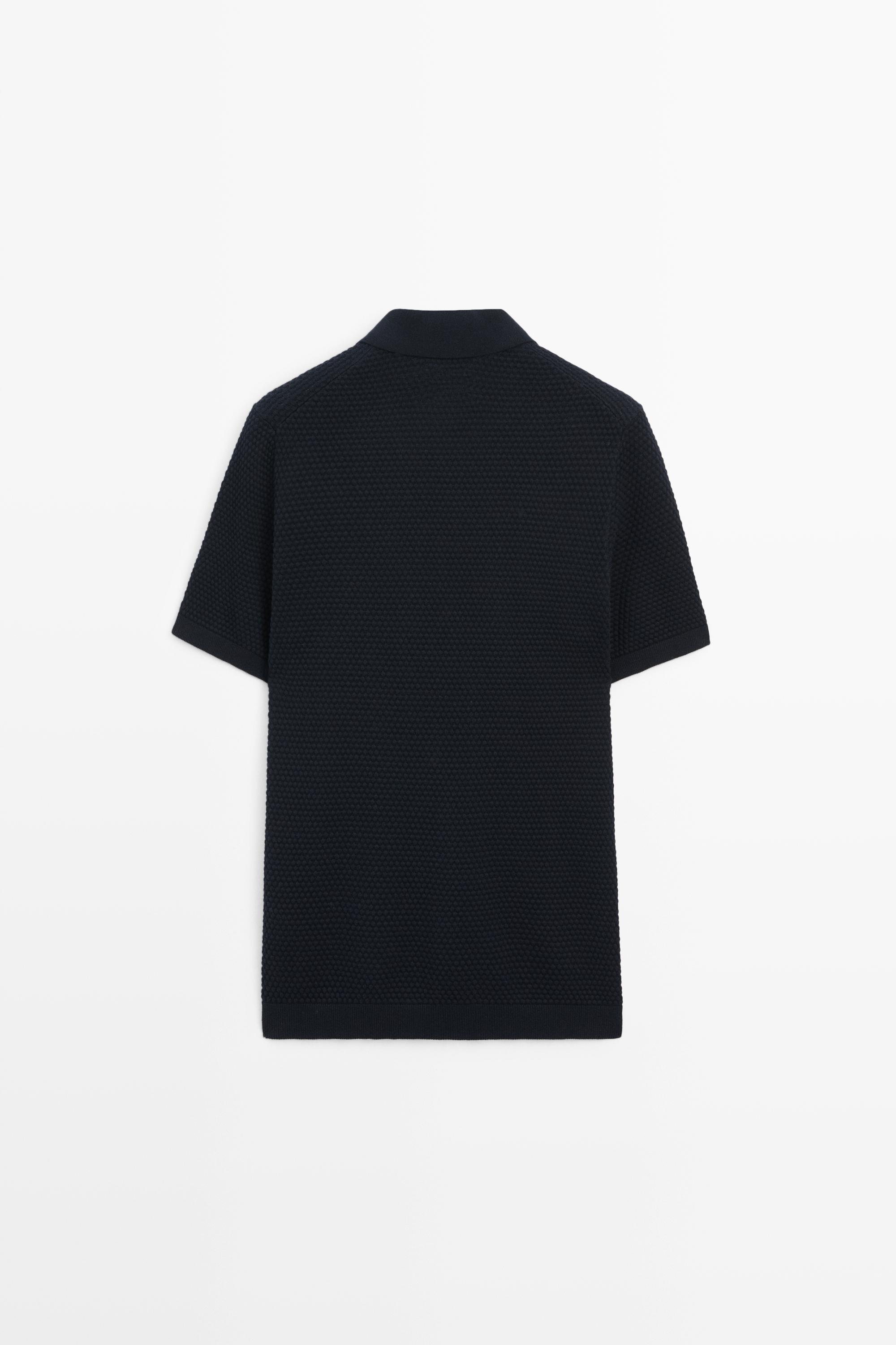 100% Cotton Short Sleeve Knit Polo - Navy blue | ZARA United States