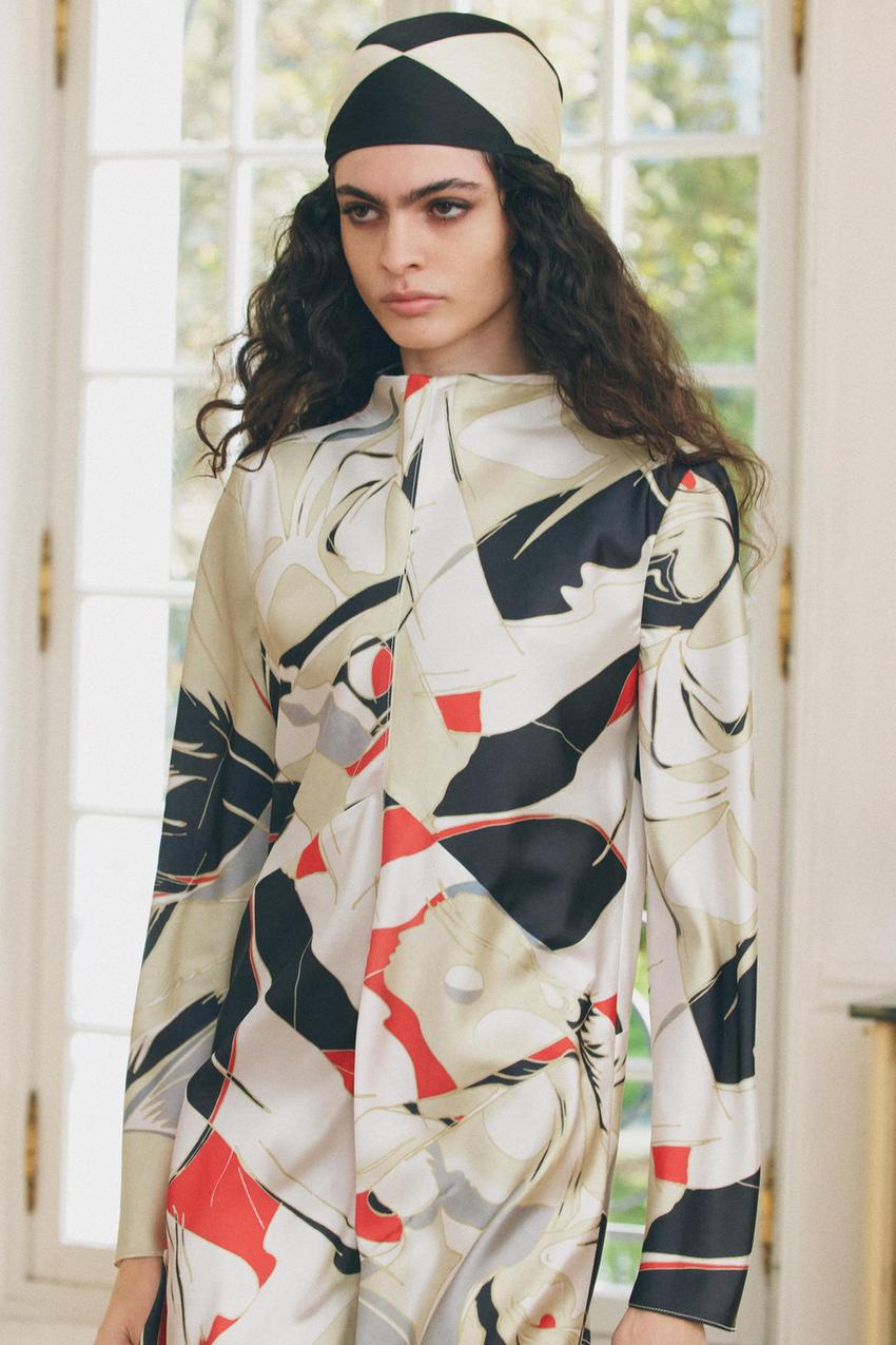 ZW COLLECTION プリント ミディワンピース - マルチカラ― | ZARA Japan  