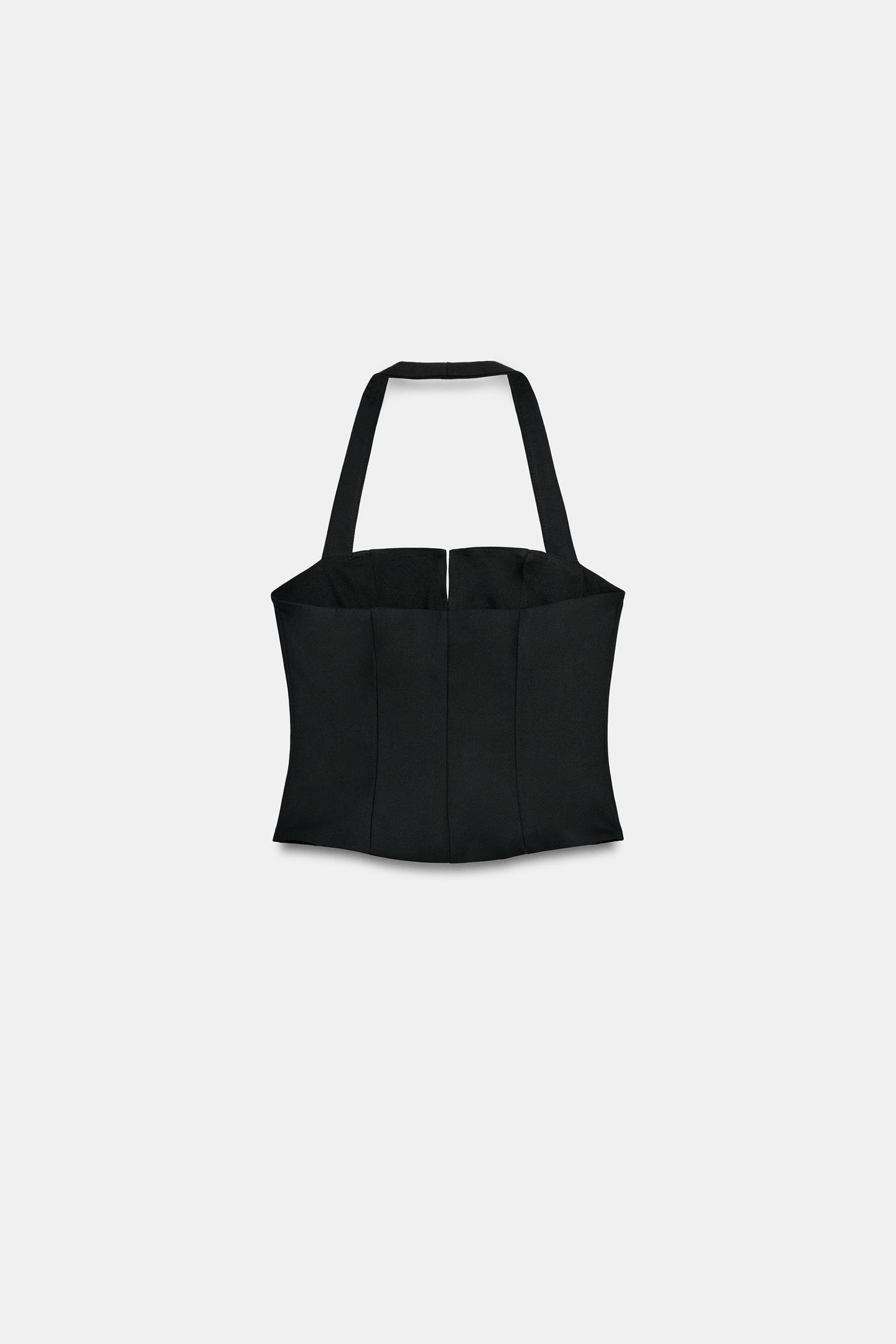 Корсет, завязка на шее, в полоску — Zara, цвет: Чёрный — фото 6