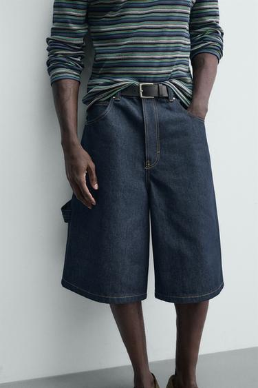 JORTS EN DENIM AVEC POCHE BRODÉE - Indigo de Zara - Image 4