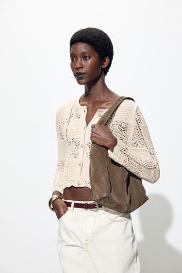 POINTELLE KNIT CARDIGAN - Ecru by Zara - Image 4