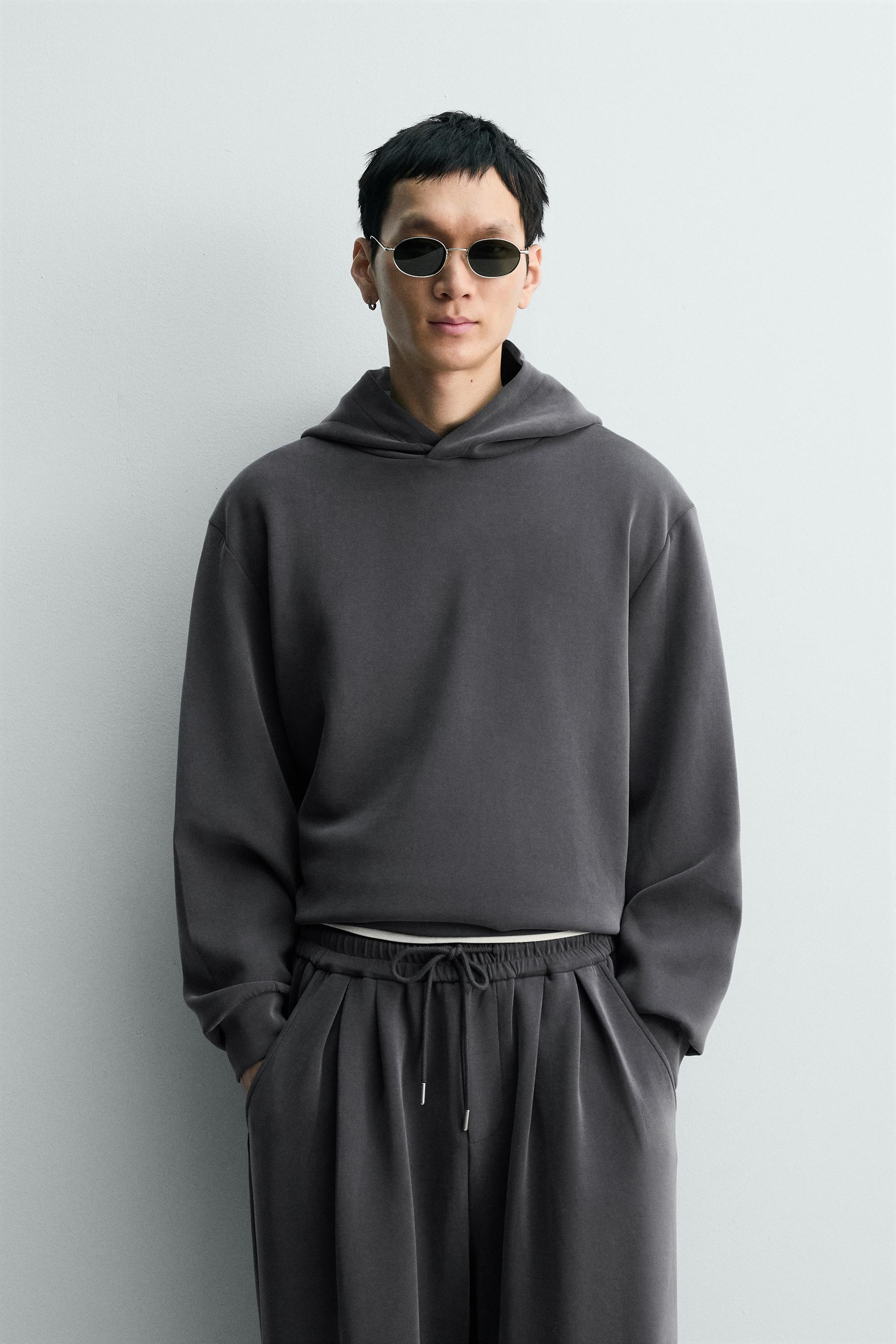ウォッシュドソフトフーディ - ブルー/グレー | ZARA Japan / 日本