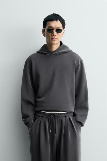 Zara 柔軟褪色連帽運動衫 - 藍色 / 灰色