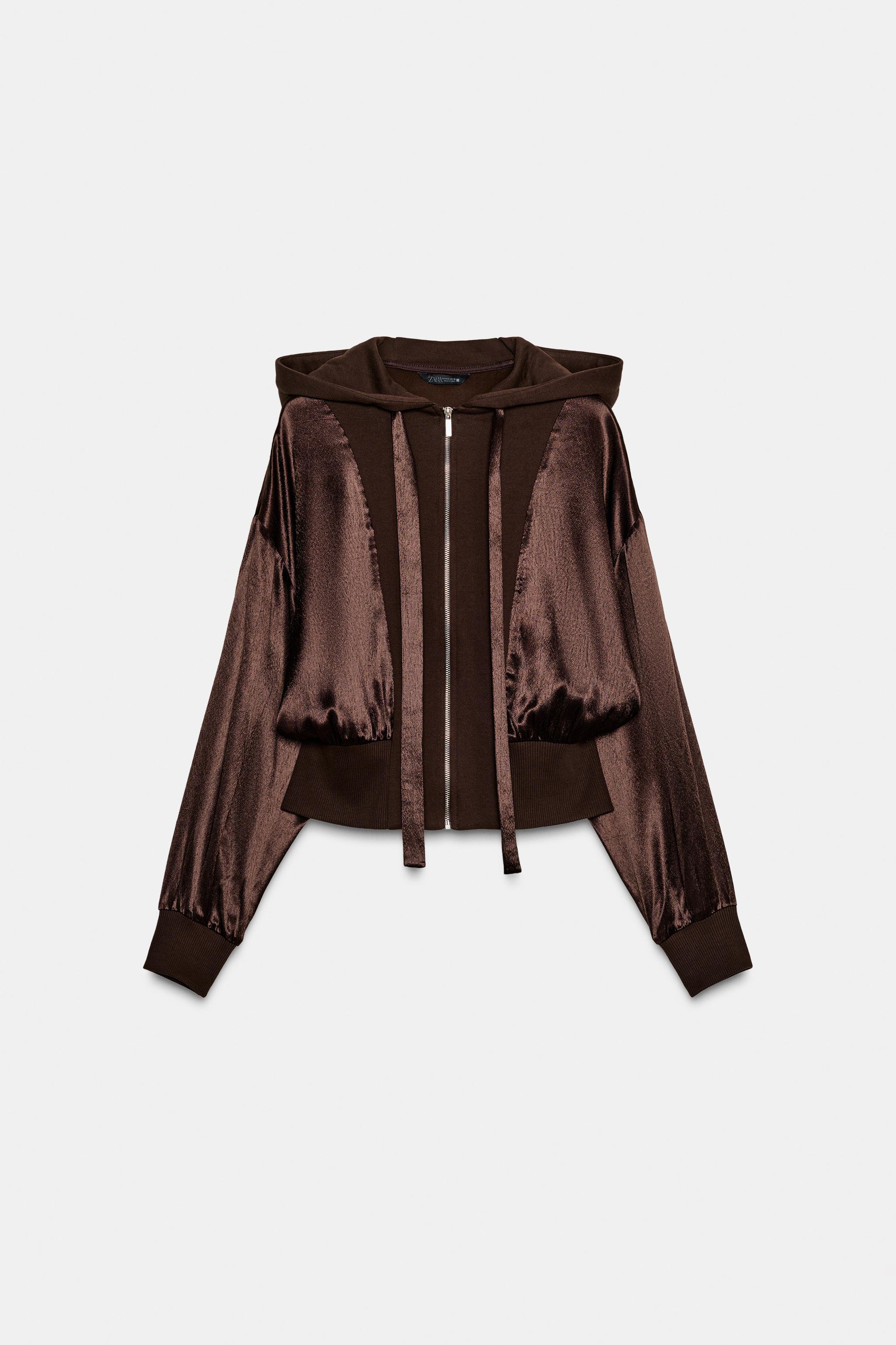 COMBINATION SATIN HOODIE SHIRT