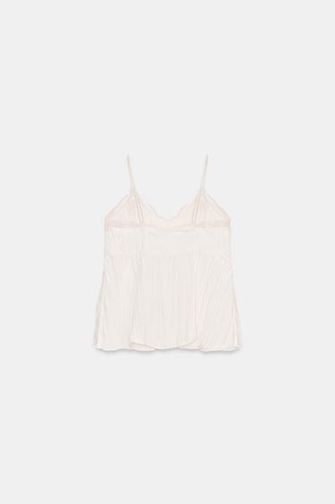 CRINKLE-EFFECT CAMISOLE TOP - Ecru by Zara - Image 7