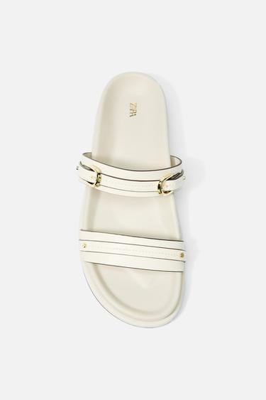 DÉP ĐẾ BẰNG TRANG TRÍ HAI KHÓA CÀI - Trắng Mờ từ Zara