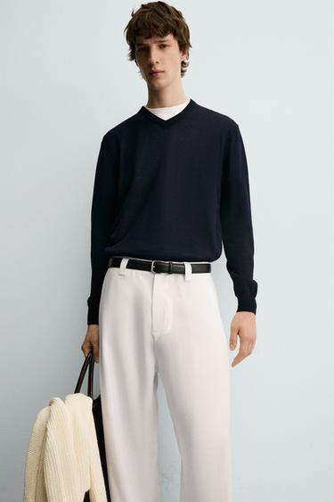 PANTALON FLUIDE PLIS LATÉRAUX - Blanc de Zara - Image 4