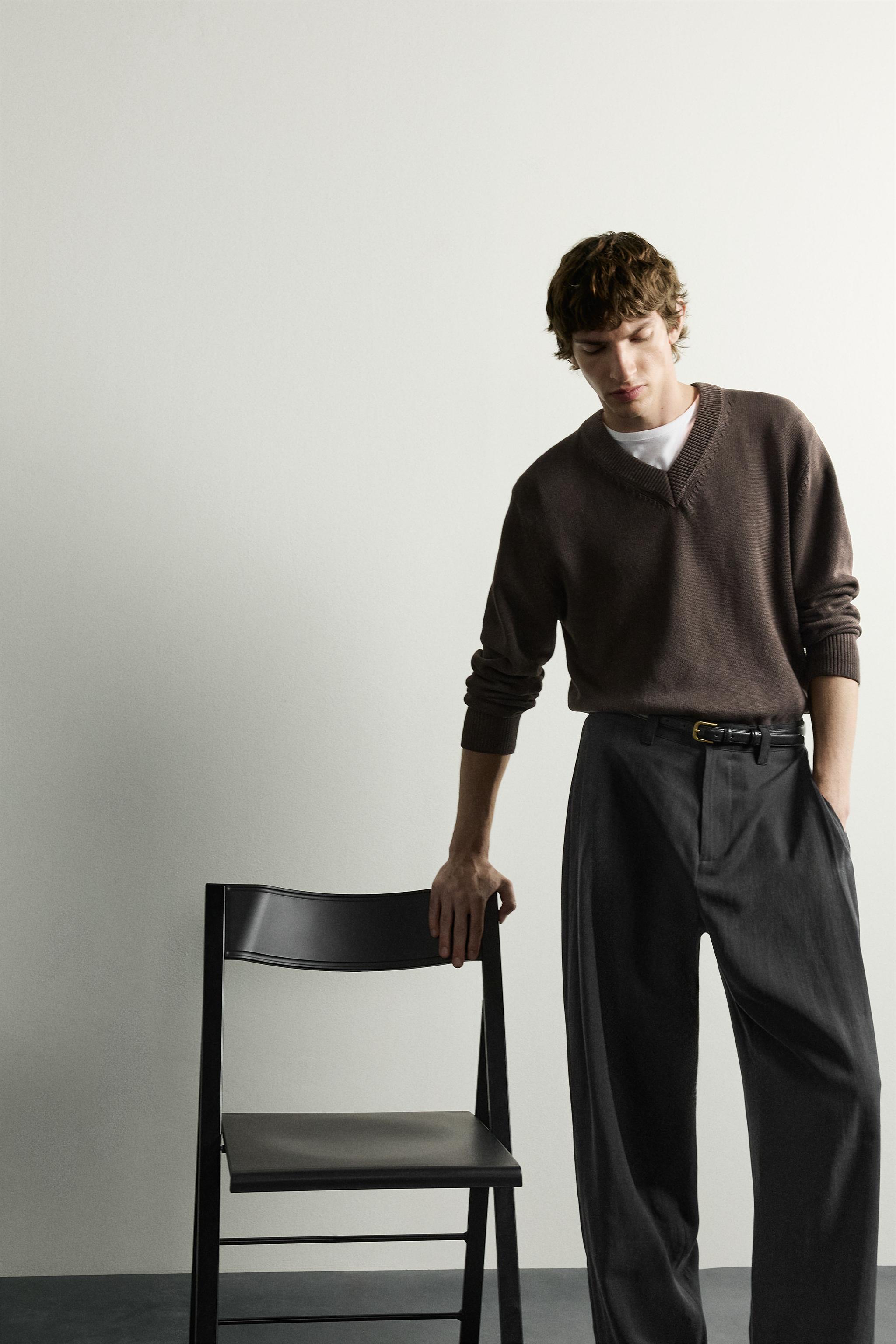 Мужские брюки Zara FLOWY SIDE PLEAT PANTS — фото 6