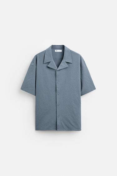 SEERSUCKER SHIRT - Blue grey by Zara