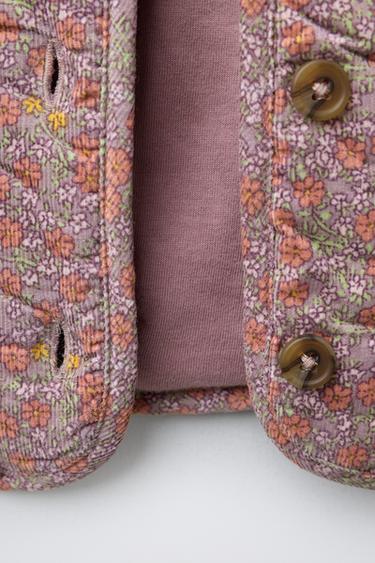MANTEAU DOUBLÉ EFFET MOUTON À FLEURS - Magenta de Zara - Image 3