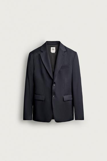 BLAZER DE TERNO 100% LÃ - Azul-marinho da Zara