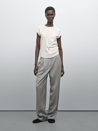 100% cotton T-shirt with rounded hem - Oyster-white de Zara - Imagen 0