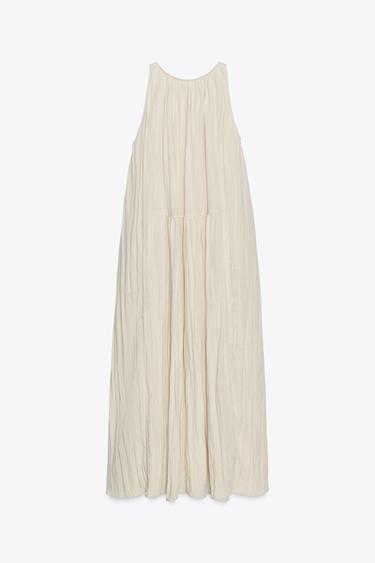 ZW COLLECTION FLOWING CRINKLE-EFFECT DRESS - Beige by Zara - Image 5