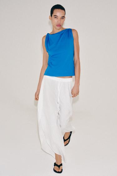 DRAPED SLEEVELESS TOP - Electric blue by Zara