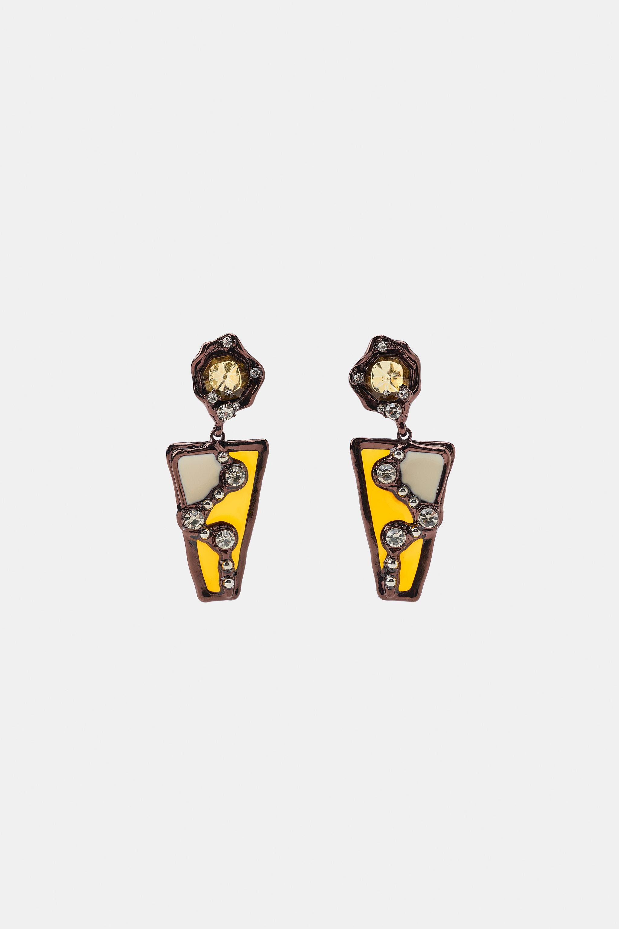 GEOMETRIC GLITTER EARRINGS — Orange